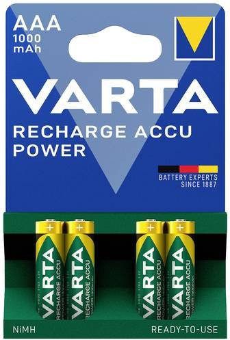 Varta Recharge Accu Power AAA Akku NiMH 1000 mAh, 4 Stück - Bild 1