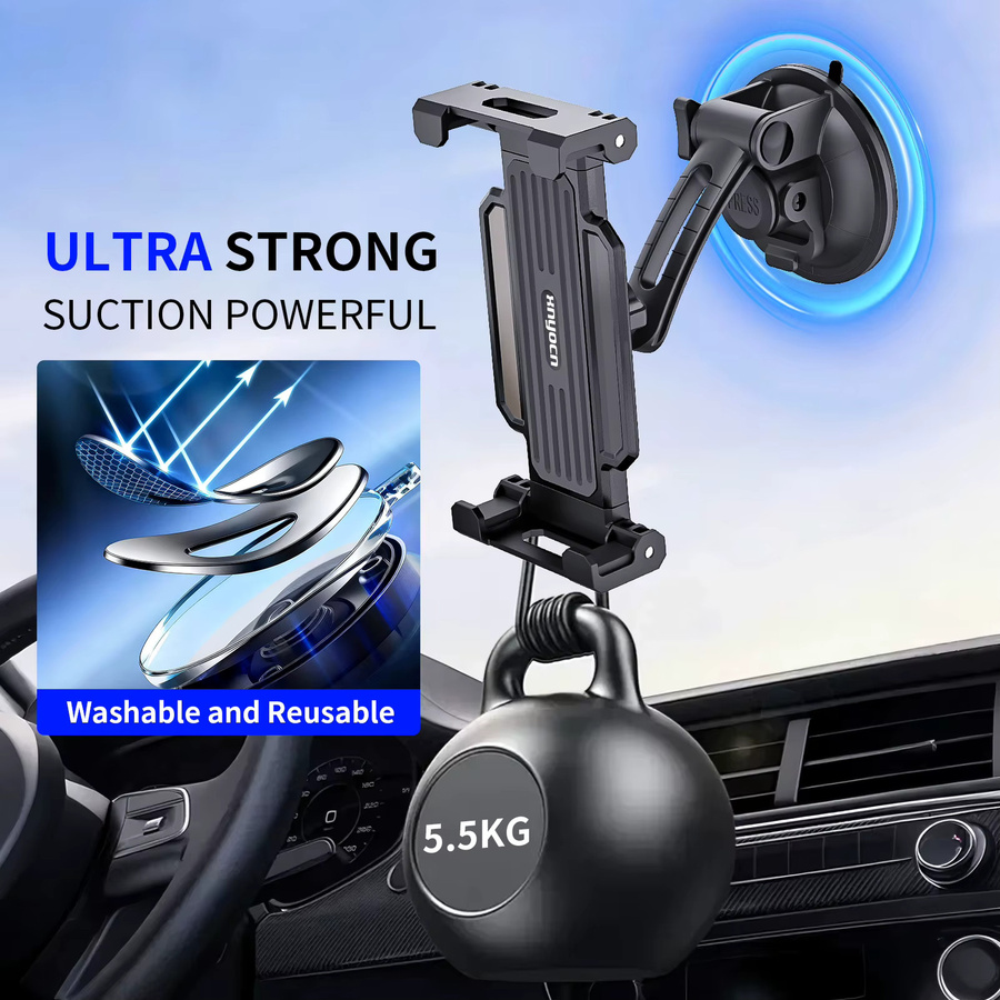 xnyocn Universal Tablet und Handyhalterung für Auto-Armaturenbrett und Windschutzscheibe, Schwarz, passend für Geräte von 4 bis 13 Zoll - Bild 6