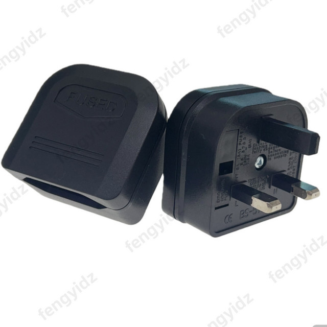 Fengyidz Euro-EU-zu-UK-Steckeradapter mit Sicherung in Schwarz - Bild 1
