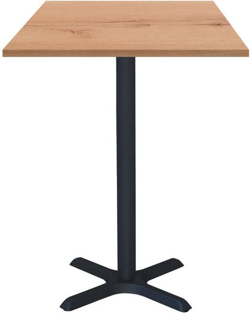 RestooTab Stehtisch Dina quadratisch in Eiche Natur mit schwarzem Gestell, B/T/H: 60 x 60 x 112 cm - Bild 1