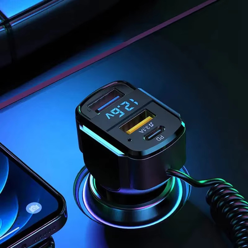 3-in-1 65W Schnelllade Auto Ladegerät mit PD Dual USB Ports in Schwarz für DC12V-24V - Bild 4
