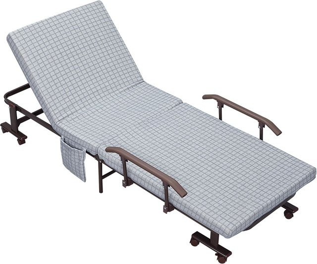 HOMCOM Klappbett Gästebett mit Rollen in Hellgrau, 5-stufig verstellbar, B/T/H: 190 x 76 x 33 cm - Bild 1