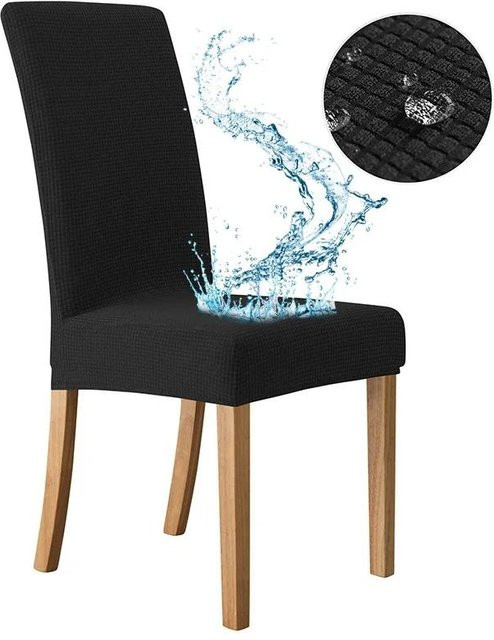 Stuhlhussen für Esszimmerstühle mit hoher Rückenlehne in Schwarz aus elastischem Jacquard-Spandex von Household supplies MH - Bild 1