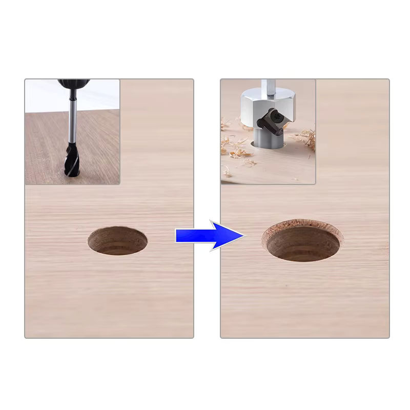 Holzbearbeitung Werkbank Desktop Werkzeug Set mit 20mm Loch Peg Zapfen Grat Trimmen Messer und Begrenzungsblock in Silber - Bild 3