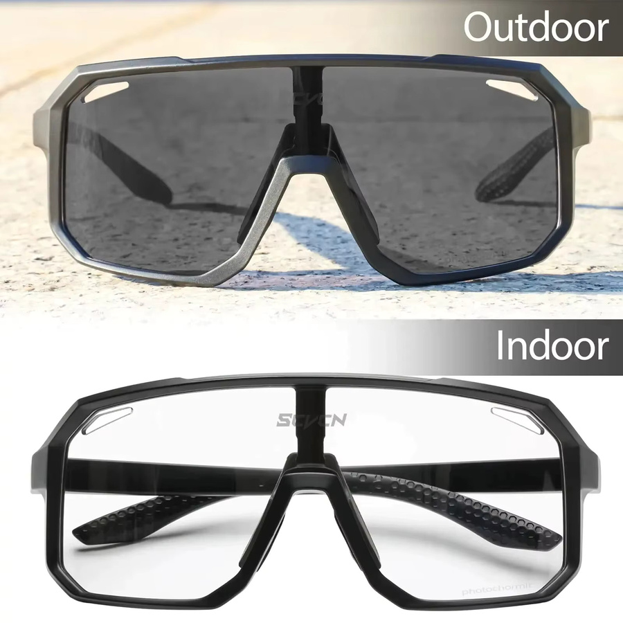 SCVCN Sportsonnenbrille, Photochrome, Vollrand, Kunststoff, Unisex, Schwarz - Bild 4