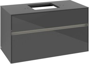 V&B Waschtischunterschrank Collaro in Glossy Grey mit Waschtisch und LED-Beleuchtung, B/T/H: 100 x 54,8 x 50 cm - Bild 1