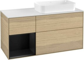 V&B Waschtischunterschrank Finion in Eichenoptik mit linkem Regal, Breite: 120 cm, Tiefe: 50,1 cm, Höhe: 50,1 cm - Bild 1