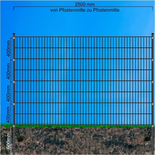 Fa-Bausysteme Doppelstabzaun Anthrazit 45 m Höhe: 163 cm - Bild 1