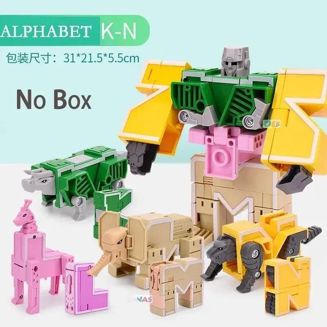 26 Buchstaben A-Z Alphabet Tier Dinosaurier Krieger Verformung Actionfiguren Transformation Roboter Spielzeug, ab 18 Jahre - Bild 1