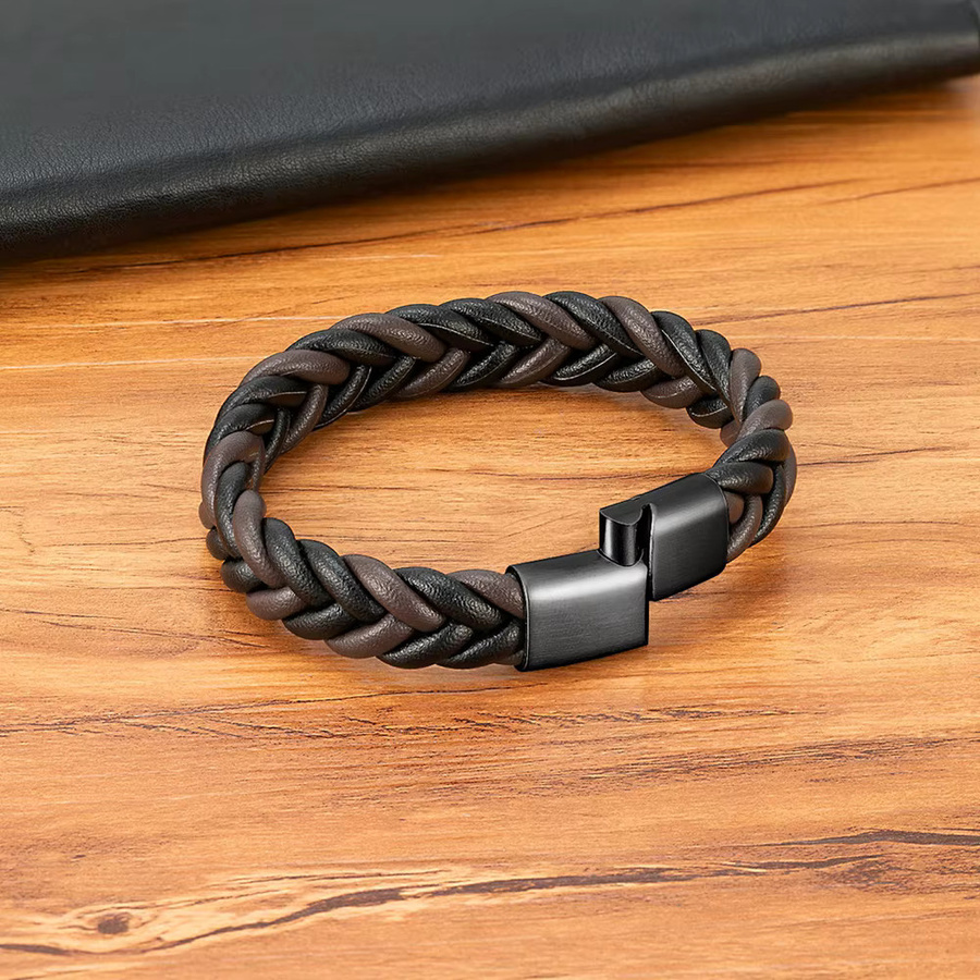 XQNI Lederarmband, Edelstahl, Schwarz, Herren - Bild 2
