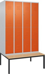 C+P Doppelstock-Spind Classic PLUS mit Sitzbank, 4 Abteile, Buche-Hartholz, B/T/H: 212 x 120 x 81,5 cm - Bild 1