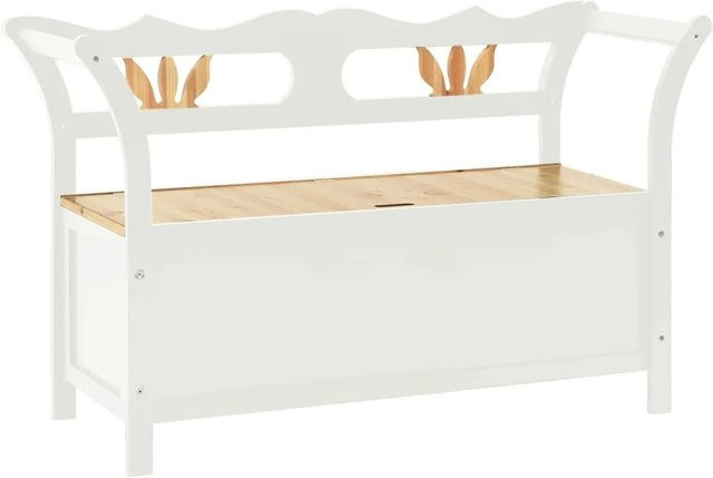 vidaXL Sitzbank aus massivem Tannenholz in Weiß mit Armlehnen B/T/H: 107 x 45 x 75,5 cm - Bild 1
