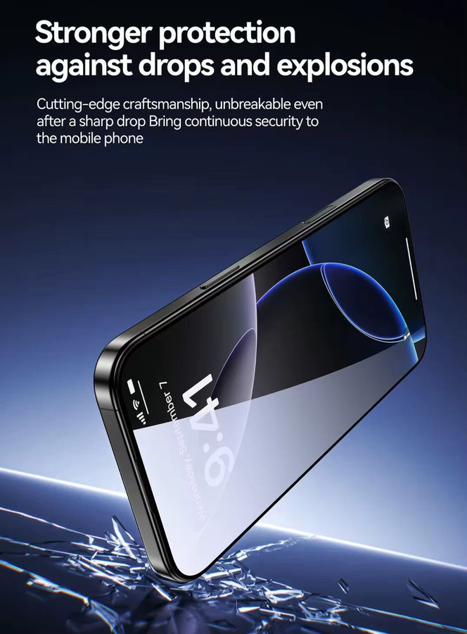 Gorilla Displayschutz aus gehärtetem Glas für iPhone 17 Pro, iPhone 16 Pro und iPhone 15 Pro, transparent, staubfreie Vollbild-Applikation mit Shatter-Schutz - Bild 3