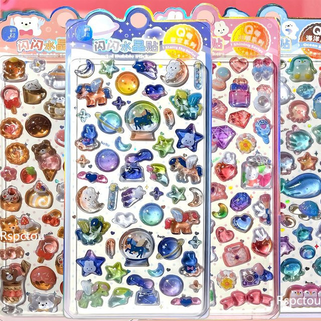 Rspctou Kawaii 3D Geprägte Kristall-Lebensmittel- und Tiersticker, Multicolor, Resin - Bild 1