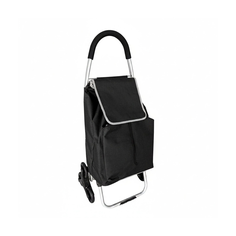 Relaxdays Einkaufstrolley aus Aluminium und Polyester in Schwarz, klappbarer Treppensteiger, B/T/H: 101 x 48 x 38 cm - Bild 2