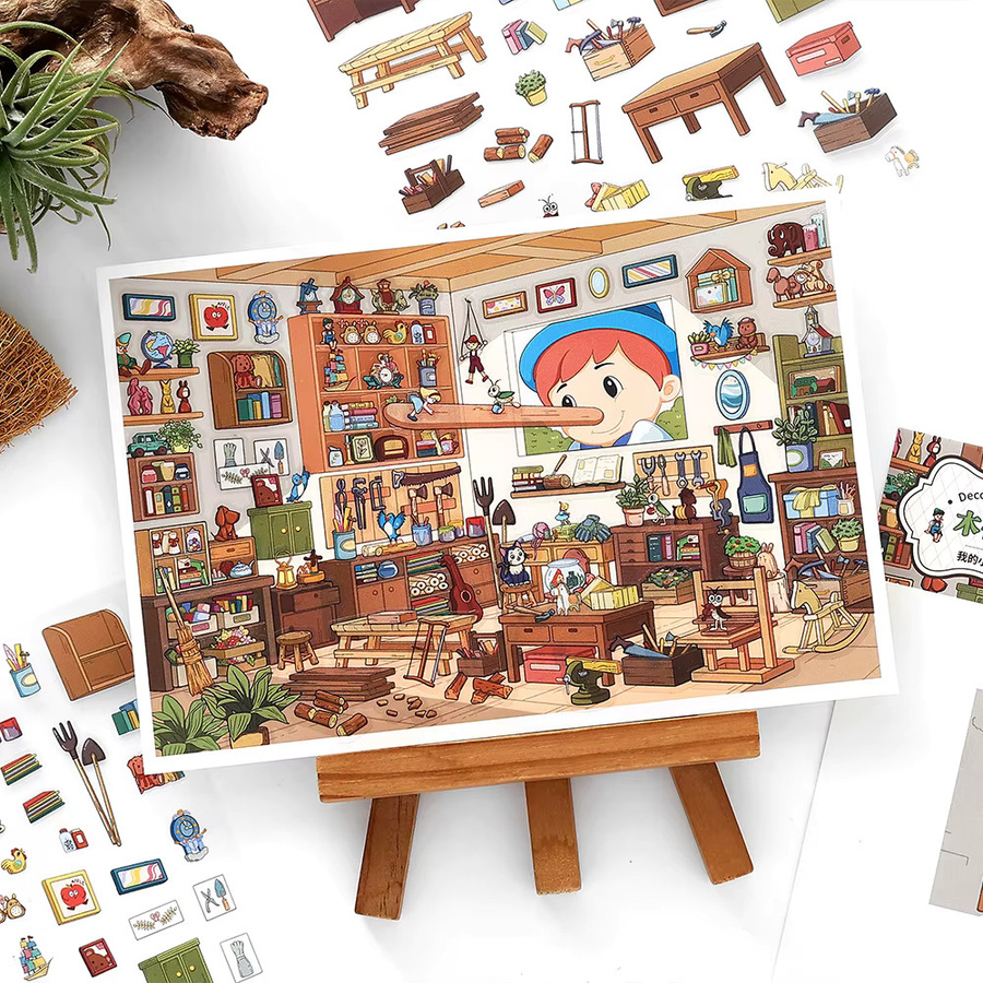 JIANQI Kawaii Innenszene 3D DIY Landschaft Aufkleber, Bunt / Mehrfarbig - Bild 4