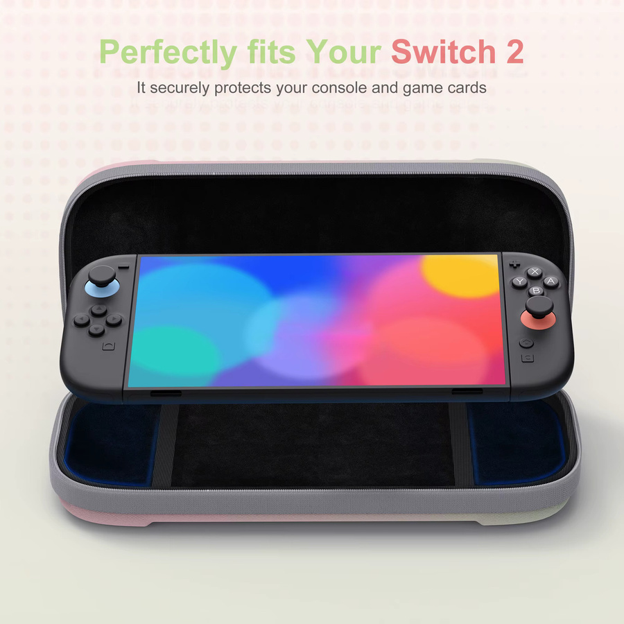 DEVASO Hartschalen-Reisetasche für Nintendo Switch 2 in Pink mit 12 Spielkartenfächern und Displayschutzmatte - Bild 2