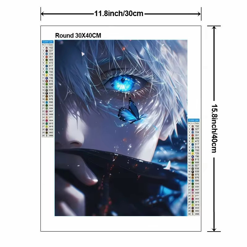 Potdemiel Jujutsu Kaisen Satoru Gojo 5D DIY Diamant-Malset mit Strass-Stickerei in Multicolour, Breite: 20 cm, Höhe: 30 cm - Bild 2