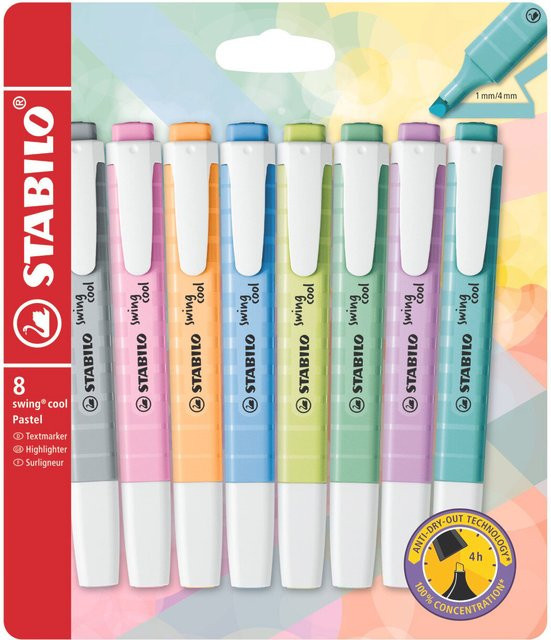 STABILO swing cool Textmarker Pastell Set mit 8 Farben und Keilspitze - Bild 1