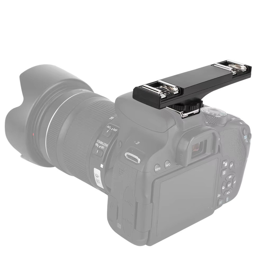 Aramox Dual-Blitzschuh-Splitter für SLR-Kameras und Camcorder in Schwarz - Bild 3