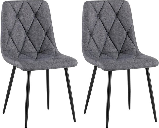 DELUKE 2er Set Esszimmerstühle DOFAR aus Stoff in Dunkelgrau mit Steppmuster, B/T/H: 45 x 55 x 85 cm - Bild 1