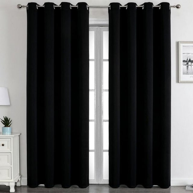 Lucky Black Cat Verdunkelungsvorhang in Schwarz mit Wärmedämmung und Schallreduzierung, Breite: 100 cm, Höhe: 130 cm - Bild 1