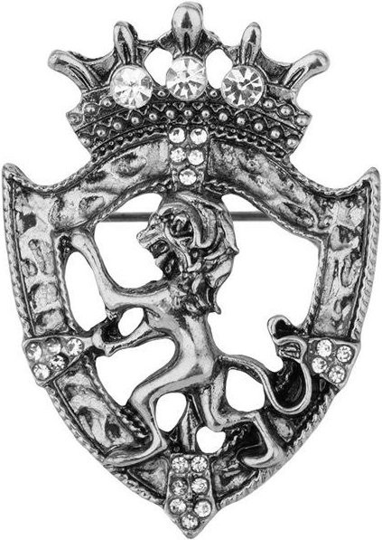 Brosche Löwe Kristall, antik silber, Herren - Bild 1