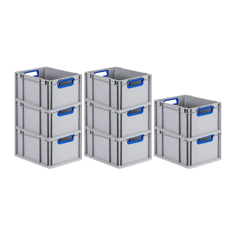 PROREGAL Spar Set 8x Eurobox Nextgen Color Transportboxen mit Griffen, Blau, H x B x T: 22 x 30 x 40 cm, 20 Liter, glatter Boden, offen - Bild 2