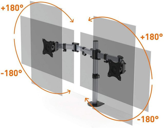Durable Monitor Halterung SELECT für 2 Monitore, Tischbefestigung, Grau, VESA 100x100 mm