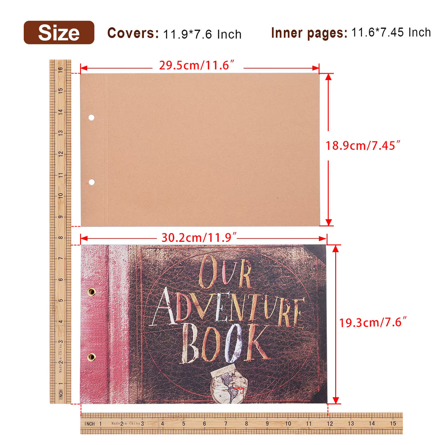 Retro Scrapbook Fotoalbum zum Selbergestalten aus Kraftpapier in Braun mit 80 Seiten - Bild 5