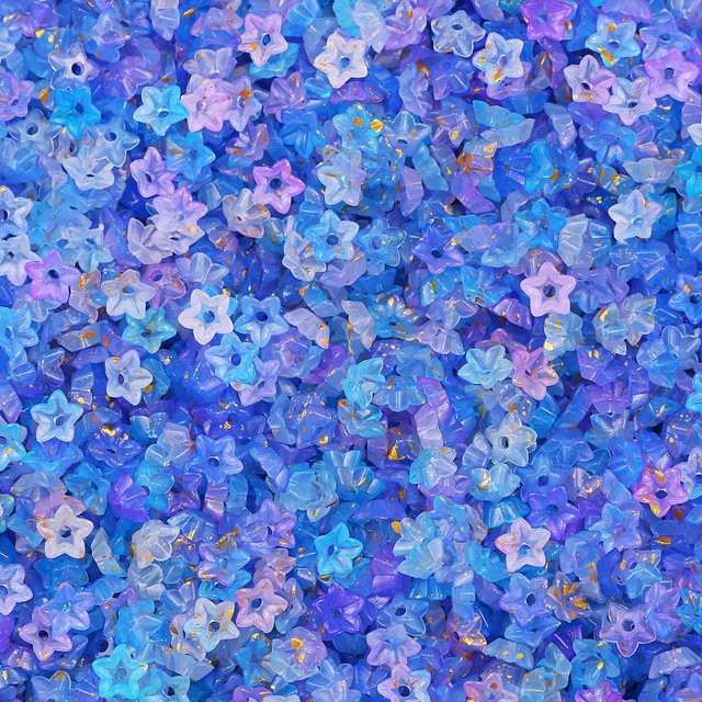 JHNBY Perlenzweifarbig blau-lila, blumenförmig, Acryl - Bild 1