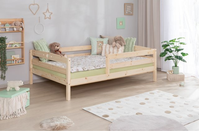 TiCAA Einzelbett Eli Kinderbett und Jugendbett aus Kiefernholz in Weiß, B/T: 90 x 200 cm - Bild 1