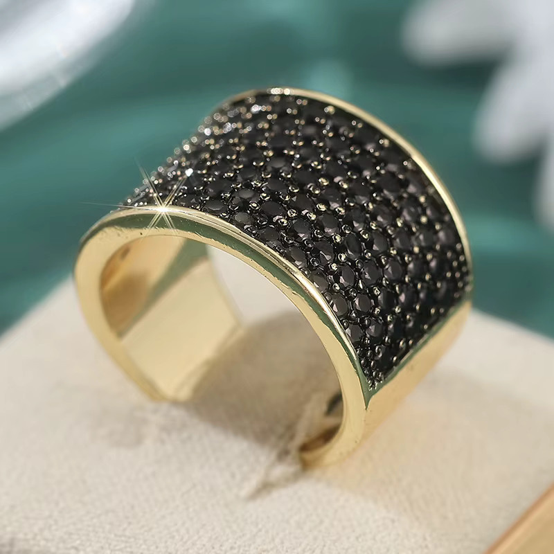 YoYo Cocktailring, vergoldet, Schwarz, Zirkonia, Unisex - Bild 3