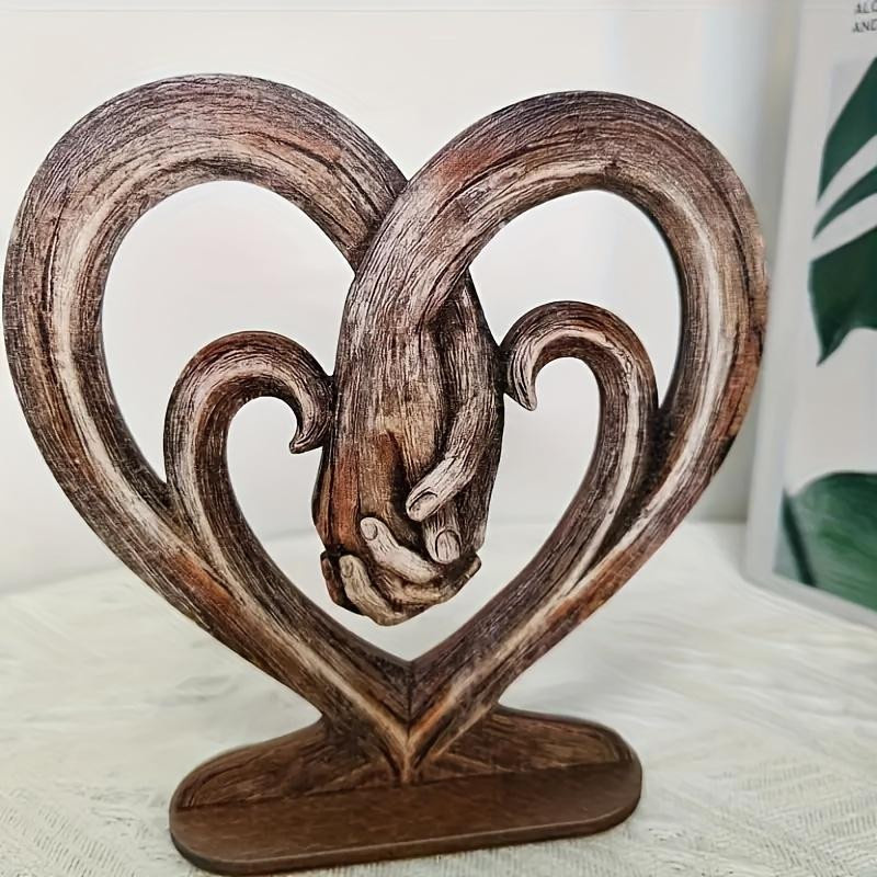 Wandbehang aus Holz mit Herz und haltenden Händen in Braun, B/H: 15 x 15 cm - Bild 3