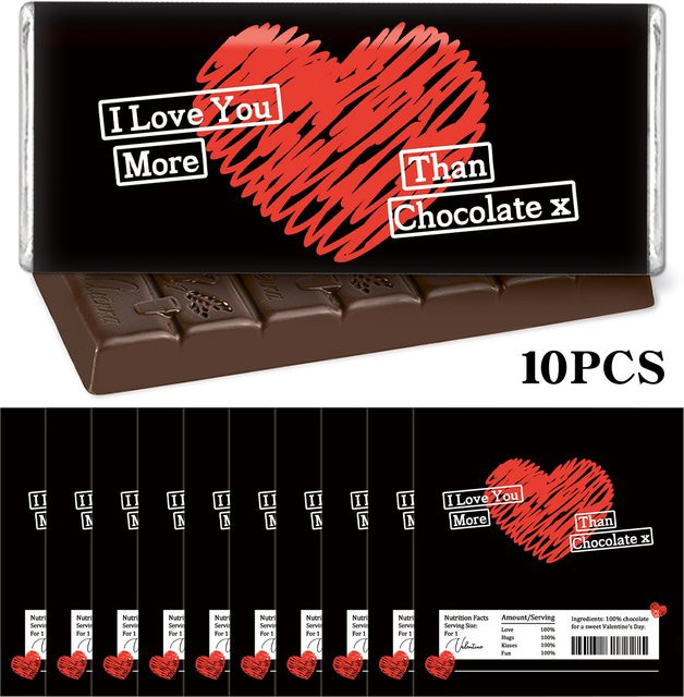 10 Stück Schokoriegel und Süßigkeitenverpackungen mit handgezeichnetem Herz-Design für Valentinstag und Jubiläen - Bild 1