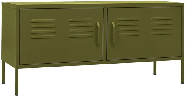vidaXL TV-Schrank aus Metall in Olivgrün, modern und matt, B/T/H: 105 x 35 x 50 cm - Bild 1