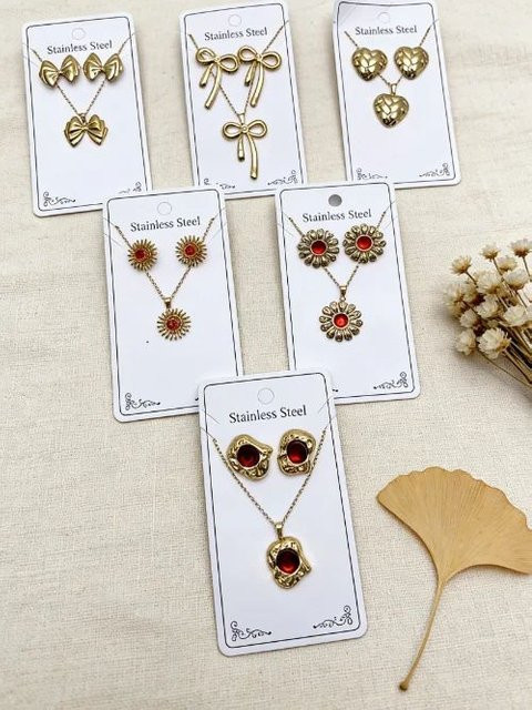 Schmuckset, Ohrringe, Halskette, Schleife, Damen - Bild 1