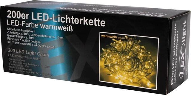 Lex LED Lichterkette mit 200 Lichtern in Warmweiß für Innen und Außen - Bild 1