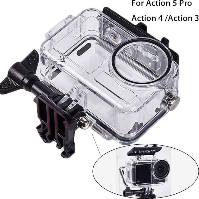 Wasserdichte Schutzhülle für DJI Action 5 Pro, Action 4 und Action 3, transparent, Unterwassergehäuse bis 60m Tiefe - Bild 1