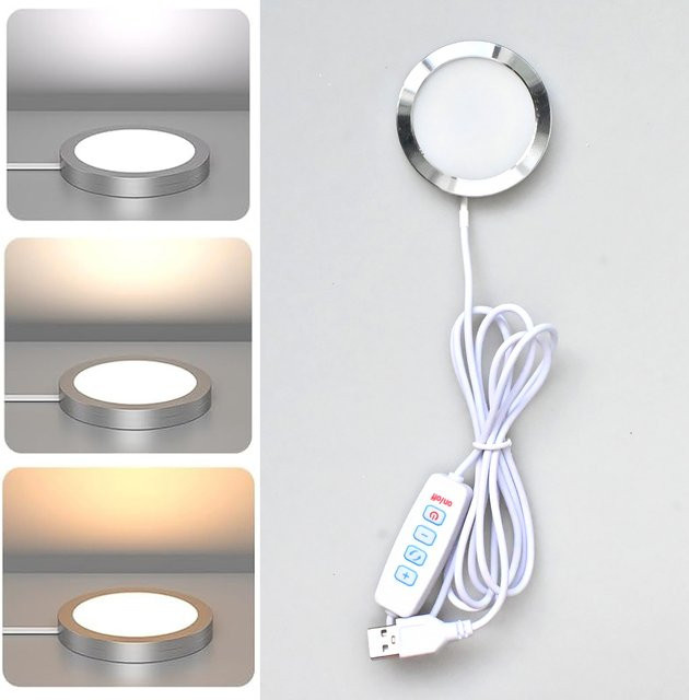 CENFAYA LED Unterbauleuchte mit USB-Anschluss, dimmbare CCT Möbellampe für Schrank und Vitrine, 2700-6500K, Silber - Bild 1