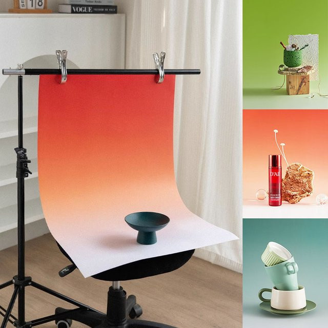 Chrisley 2-seitige Fotohintergründe mit Farbverlauf, wasserdichte Studio-Requisiten, B/H: 57 x 87 cm - Bild 1