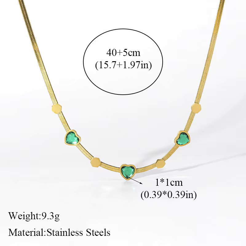 EILIECK Schmuck-Set, Edelstahl, Gold, Grüne Kristall, Damen - Bild 2