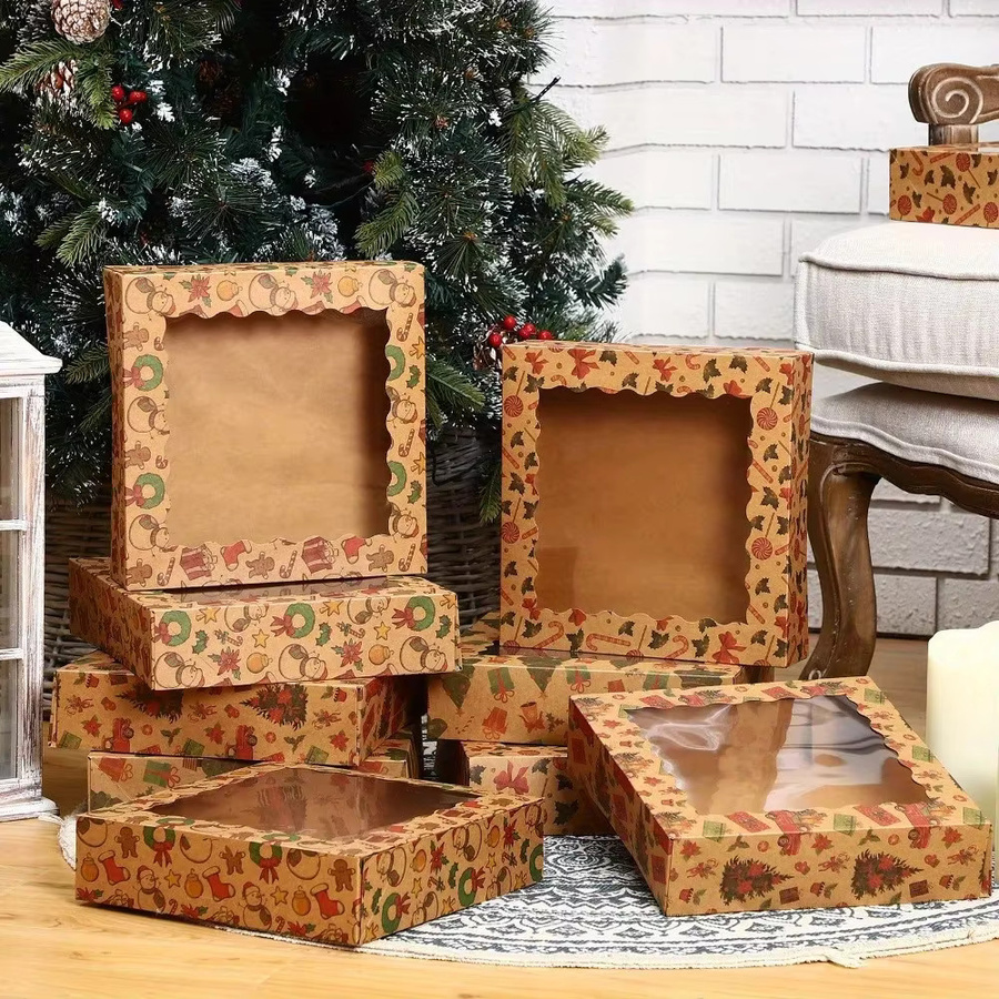 12er Set Kraftpapier Geschenkboxen mit Sichtfenster für Hochzeiten und Weihnachtsgeschenke, Mehrfarbig - Bild 3