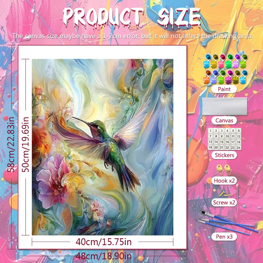 Huacan Malen nach Zahlen Vögel & Blumen, Leinwandbild, Bunt - Bild 2