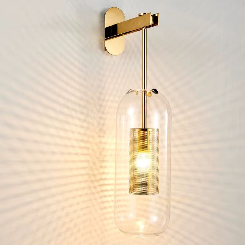 Moderne Wandleuchte aus Glas von Claeted in Gold für Badezimmer, Hotel und Korridor - Bild 2