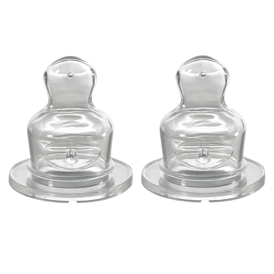 Nip Trinksauger Standard 2er Pack aus Silikon in Transparent, Größe 2 M (Medium) mit Anti-Colic-Ventil - Bild 1