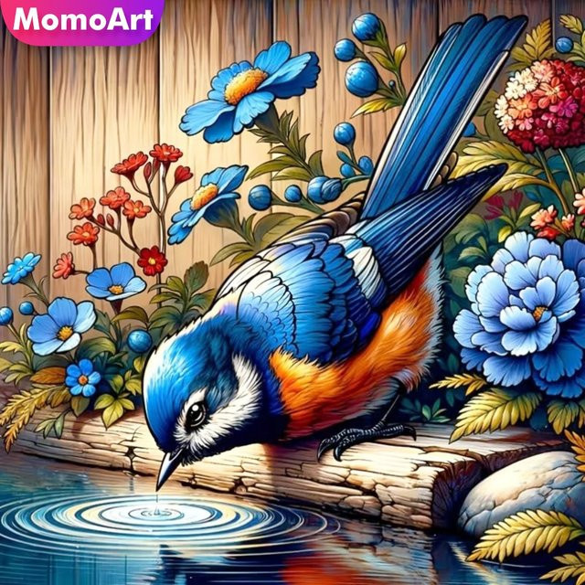 Momoart Diamantmalerei Vogel und Blumen DIY Mosaik Set in Multicolour, B/B/H: 20 x 20 x 20 cm - Bild 1