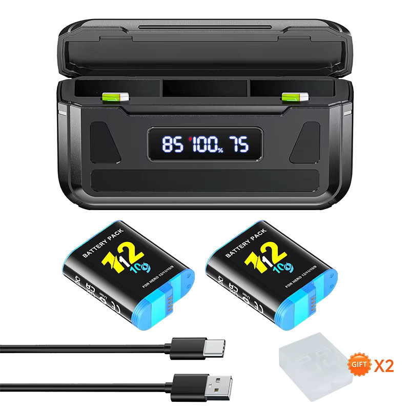 GoPro Akku-Set mit 2000mAh Akkus und Ladegerät für 3 Slots inklusive TF-Karte in Schwarz - Bild 7