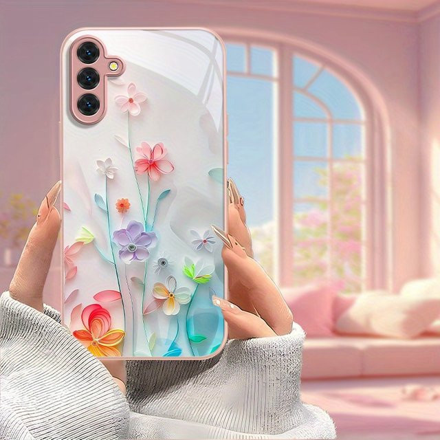 Samsung Hartglas-Blumenhülle Schutzhülle für Galaxy S26 S25 Ultra S24 S23 Plus S21 FE S22 A57 A56 5G A55 A54 A36 A53 A52S A17 A34 A51 - Bild 1