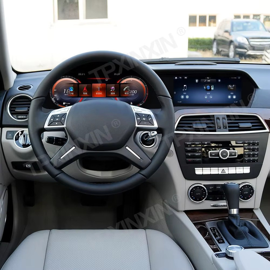 Aotsr Android 14 Infotainment-System für Mercedes Benz W204 C-Klasse 2011-2014 mit 12,3-Zoll-Instrumentenanzeige, 8,8-Zoll-Einzelbildschirm, Wireless CarPlay und 360-Grad-Ansicht-Modul in Schwarz - Bild 2